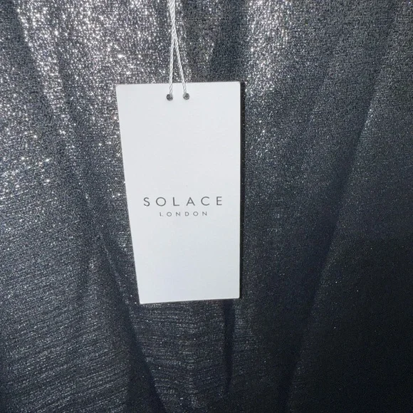 🟤🟤Solace London Metallic Silver Halter Top Gown - Picture 2 of 10